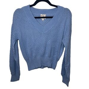 Hippie Rose Blue V-Neck Women's Sweater cropped size M